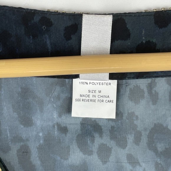 BADGLEY MISCHKA Green Jewel Tone Floral Sheer Swim Cover Up Top Womens Sz Medium - Picture 6 of 9